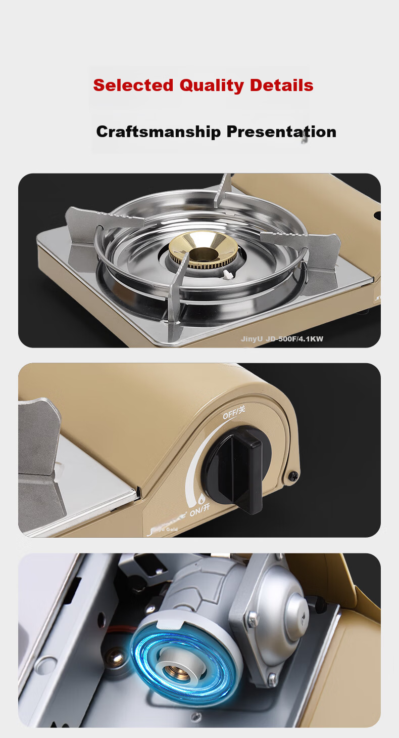 Jinyu Portable Cassette Stove Windproof Explosion-Proof Gas Cooker Outdoor Camping Magnetic Stove High-Power 4.1KW Gas Burner 12