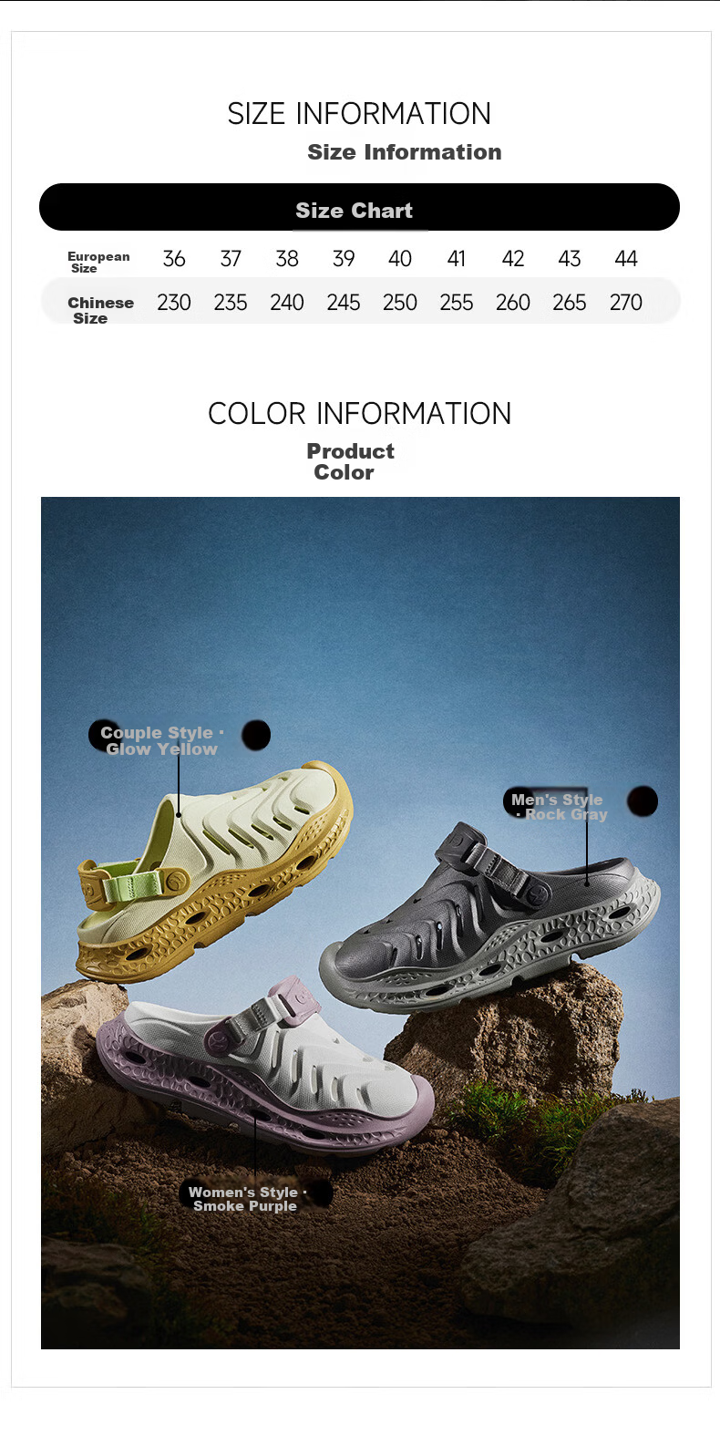 ENBO 2026 Spring New Sports Clog Shoes Comfortable Sandals Casual Shoes Glow Yellow 37 (235mm) 7