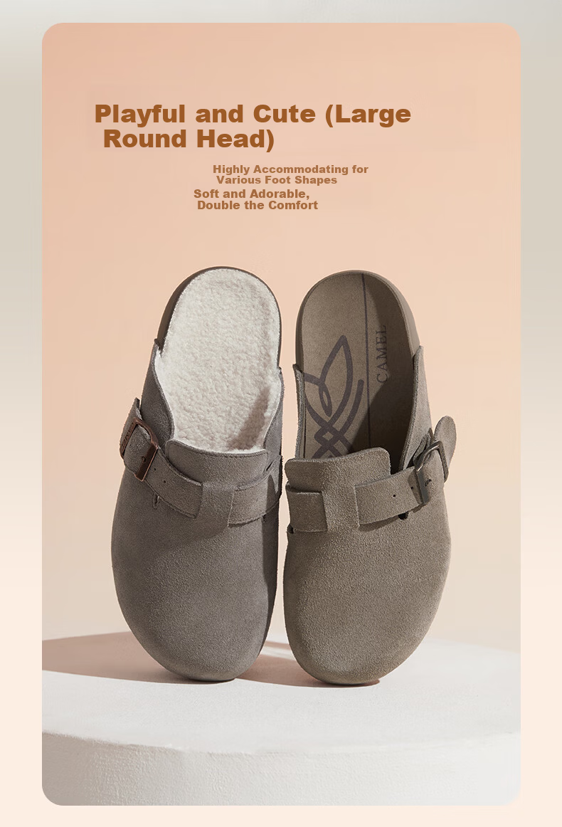 CAMEL Women's Birkenstock Style Genuine Leather Casual Low Heel Slip-On Shoes L25S700038 Camel Size 37 5
