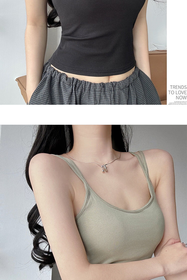 Langsha White Camisole Vest for Women 2026 New Slim Fit Outerwear with Chest Pad, Beautiful Back Cotton Yoga Base Shirt 15