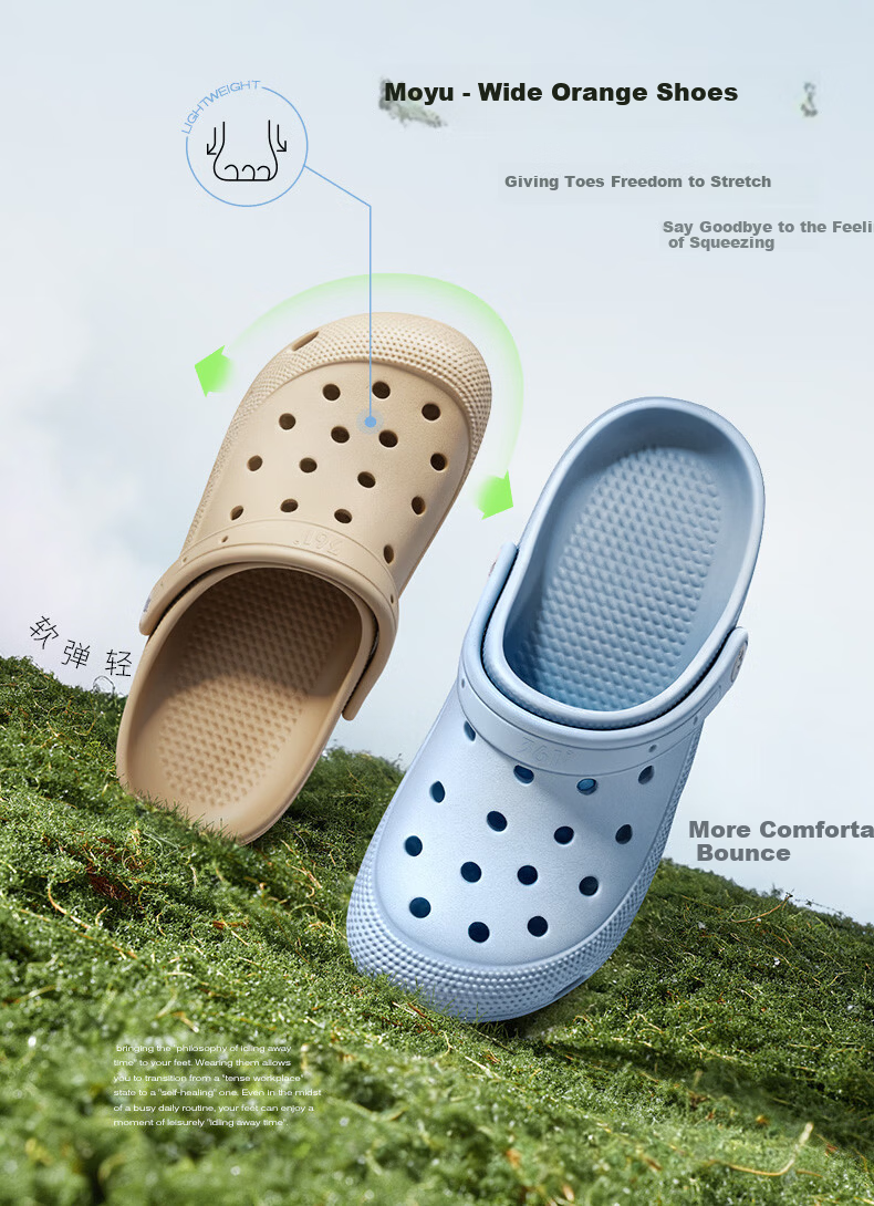 361° Casual Couple Flat Hole Shoes 2026 New Outdoor Wide Fit Casual Versatile Beach Shoes Men's Non-Slip Slippers 3