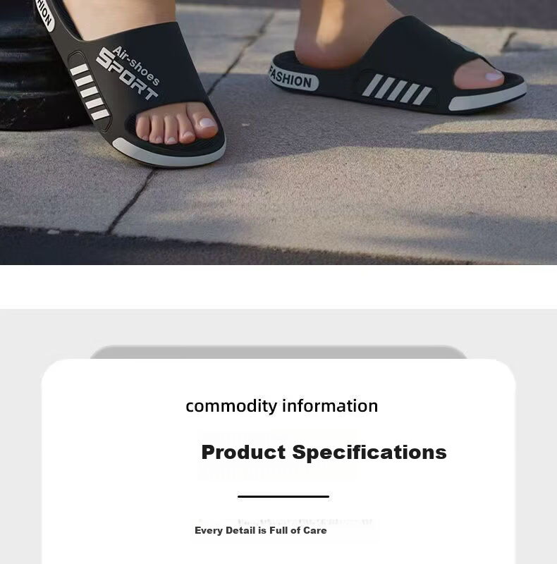 CXOCSI Men's Summer Indoor Home Shower Non-Slip Soft Sole Sports Beach Slippers Black Size 42-43 6