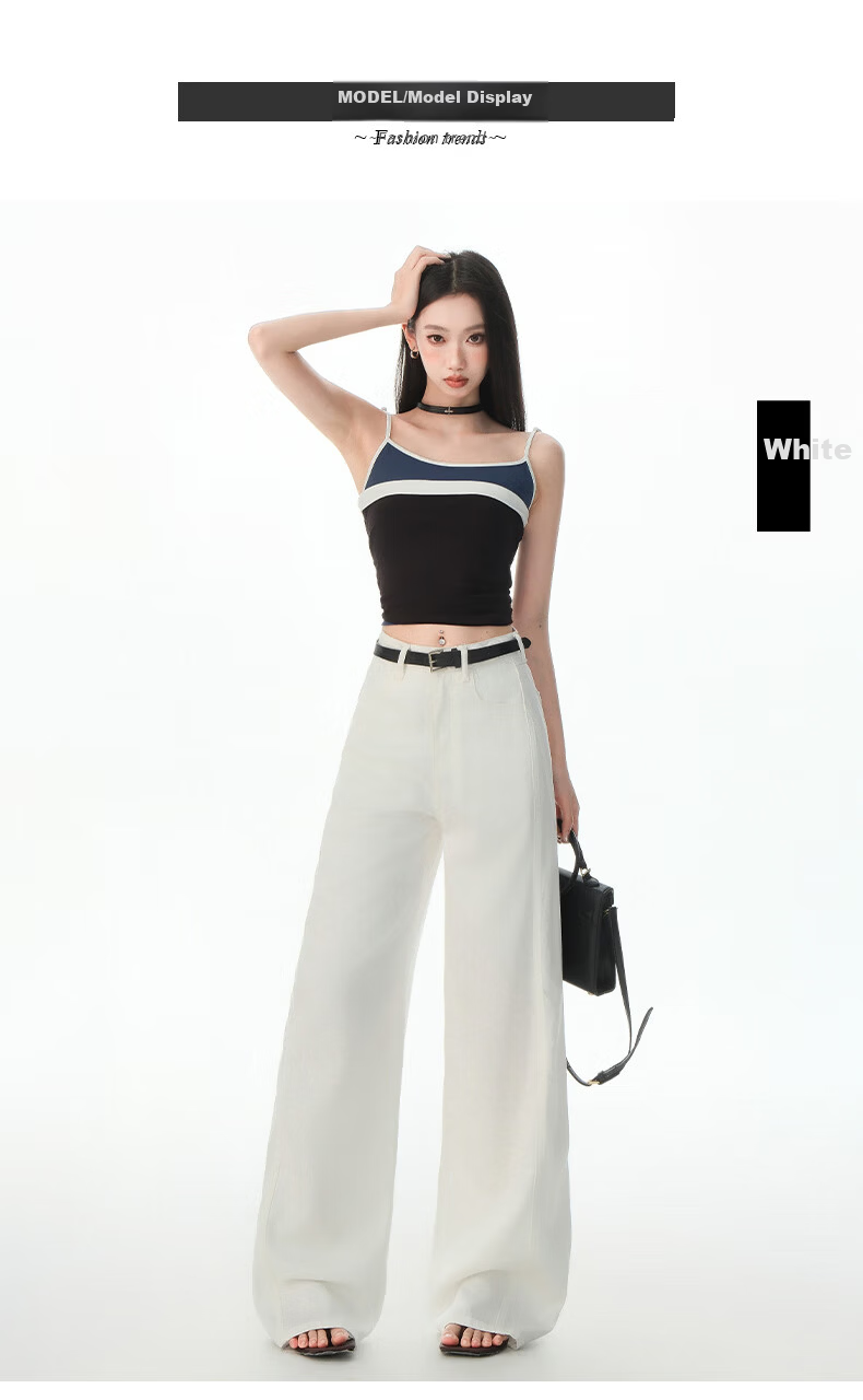 Boruilai Lyocell Tencel Wide-Leg Jeans for Women Spring Summer White Pants 2026 New High-Waist Straight-Leg Trousers 9