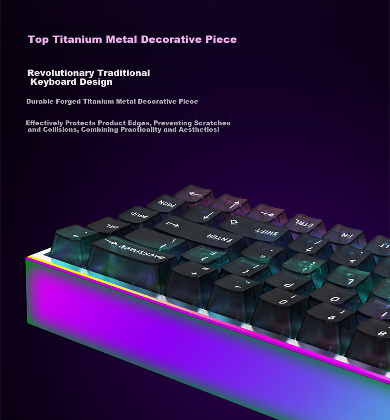 Hyeku MAG68 Magnetic Axis Custom Mechanical Keyboard Wired Hot-Swappable Aluminum Alloy 68-Key Kailh Glutinous Rice Switch Aurora RT Mode 10