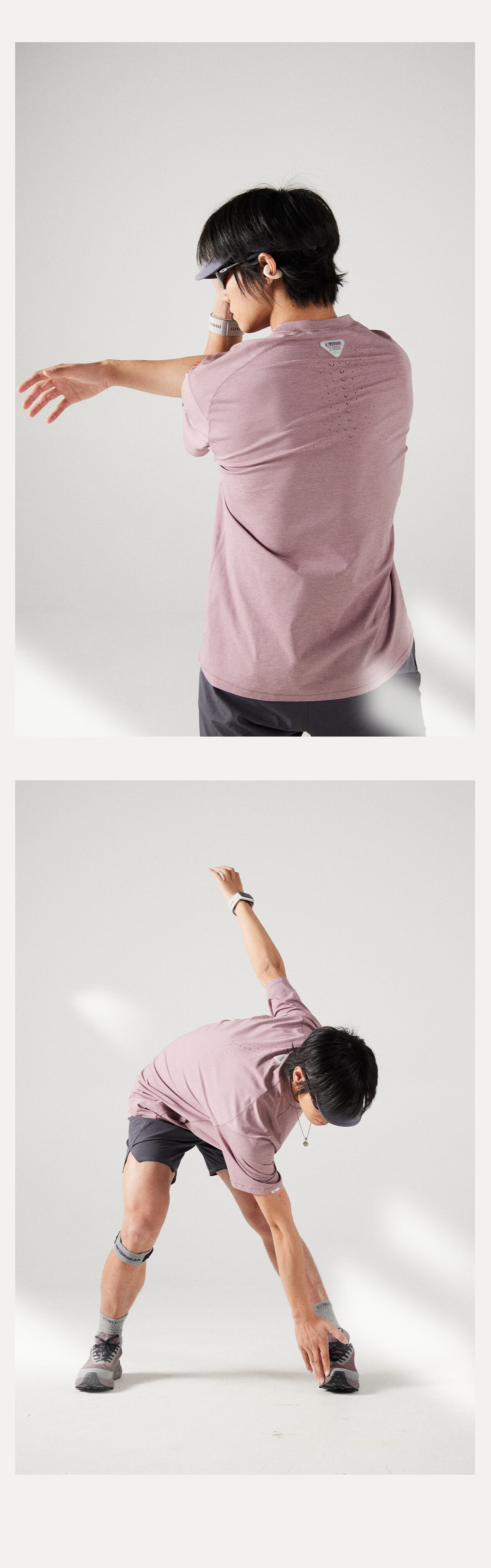 Lanqi Frog Breath Moisture-Wicking Quick-Dry Short Sleeve T-Shirt 2026 Spring Men's Breathable Outdoor Running Crew Neck T-Shirt Gray Pink S 27