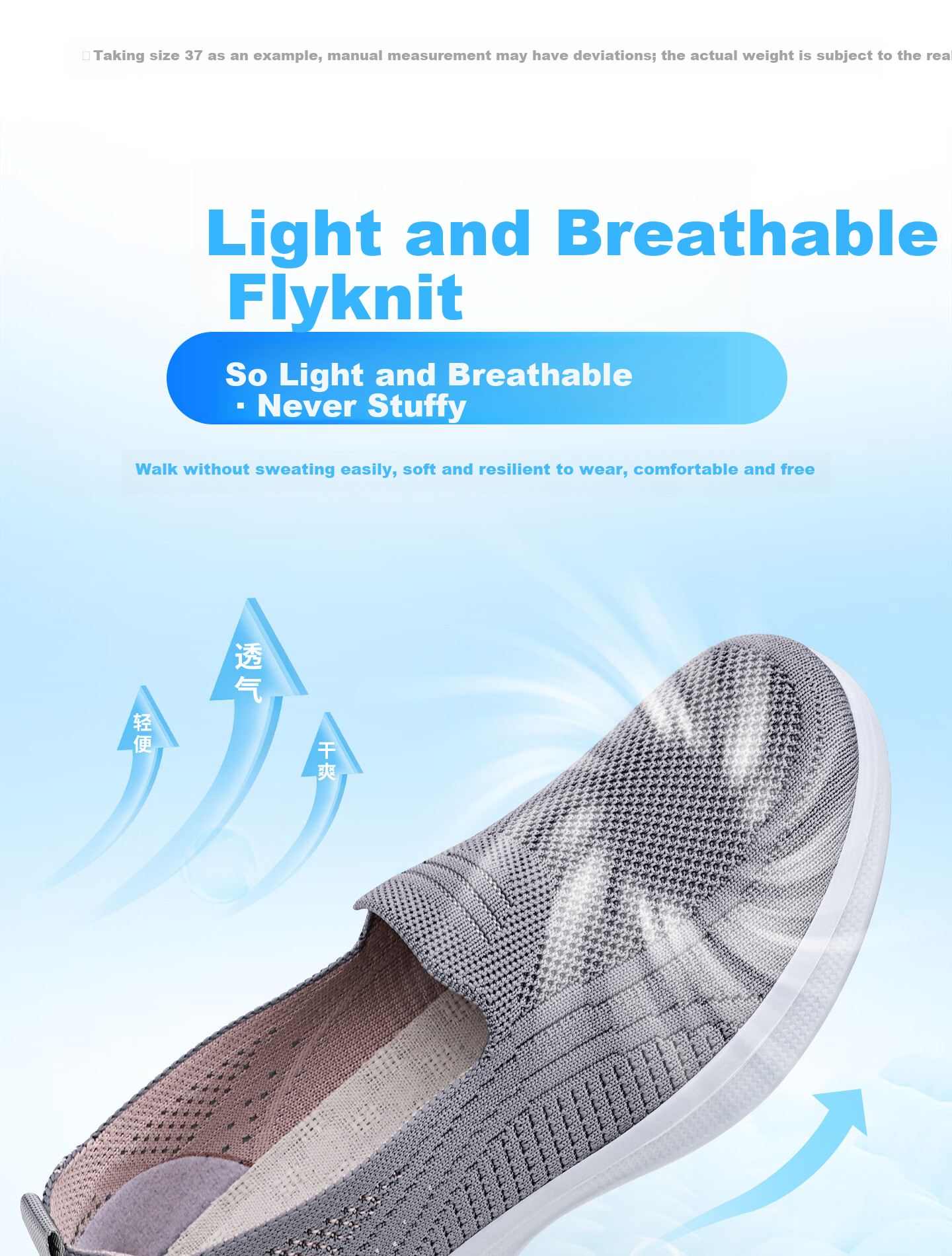 BUSHEYUAN Slip-On Casual Flyknit Middle-Aged and Elderly Sports Walking Shoes Old Beijing Cloth Shoes Women 610-8139 Taro Purple Size 37 4