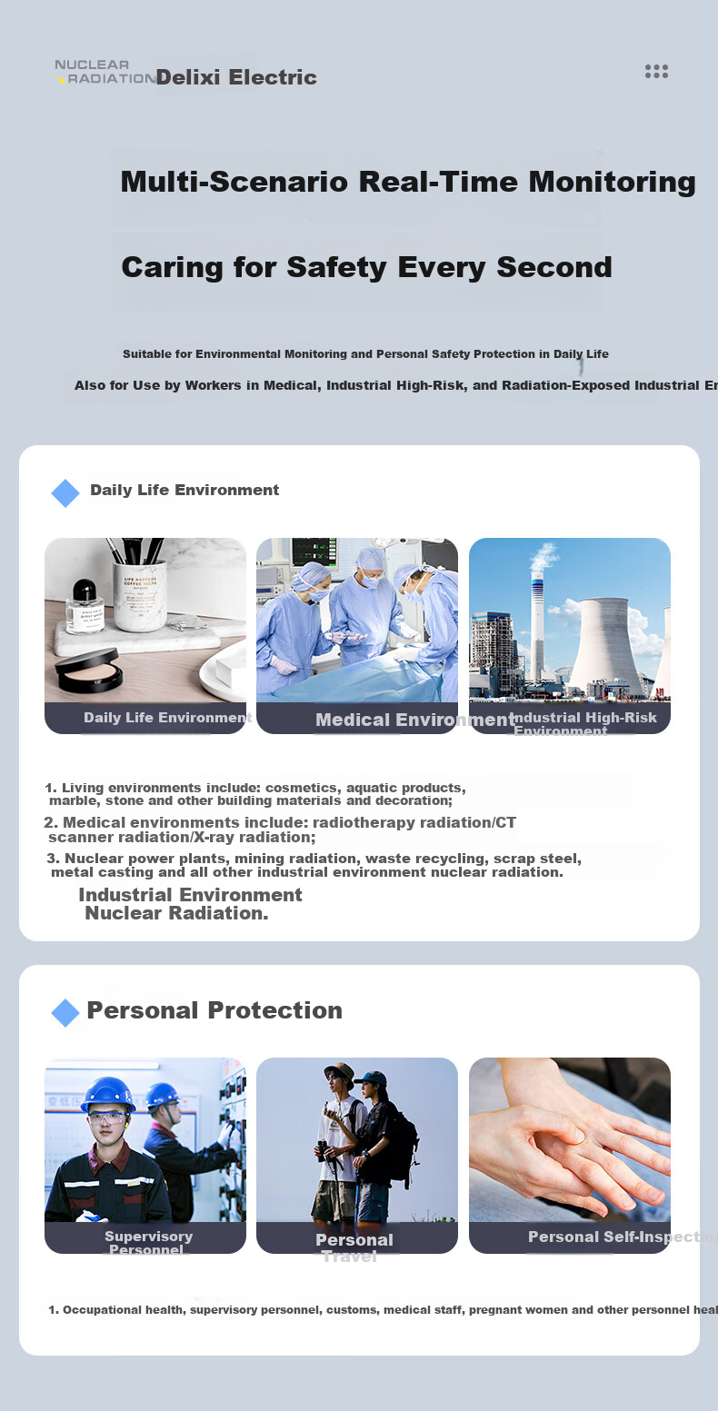 DELIXI ELECTRIC Nuclear Radiation Detector Geiger Counter βγX Radioactive Ionizing Radiation Home Personal Measurement Alarm 9