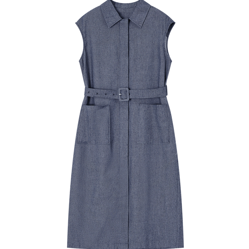 Demana [With Linen Cotton] Summer Urban Commuter Lapel Sleeve Loose Slim Petite Dress for Women Premium Feel