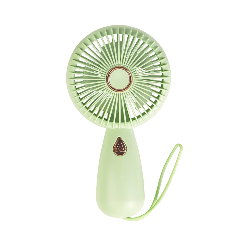 Baosou Portable Handheld Fan with Built-in Light and Lanyard, Rechargeable, 3-Speed Strong Wind, Quiet, Lightweight, Green