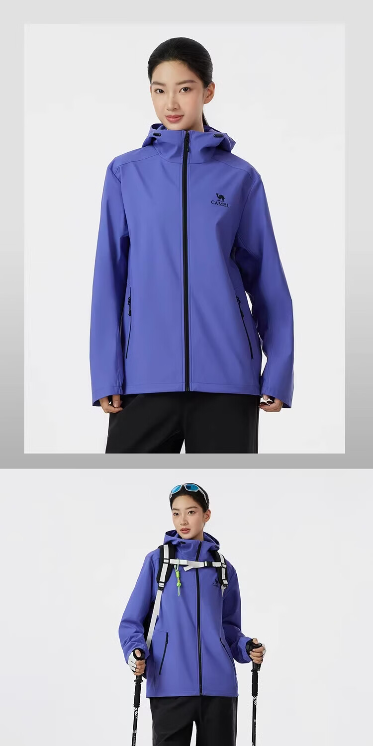 Camel [Three-Proof] Unisex Outdoor Softshell Jacket Women's Spring 2026 Windproof Water-Repellent Insulated Oil-Resistant 13