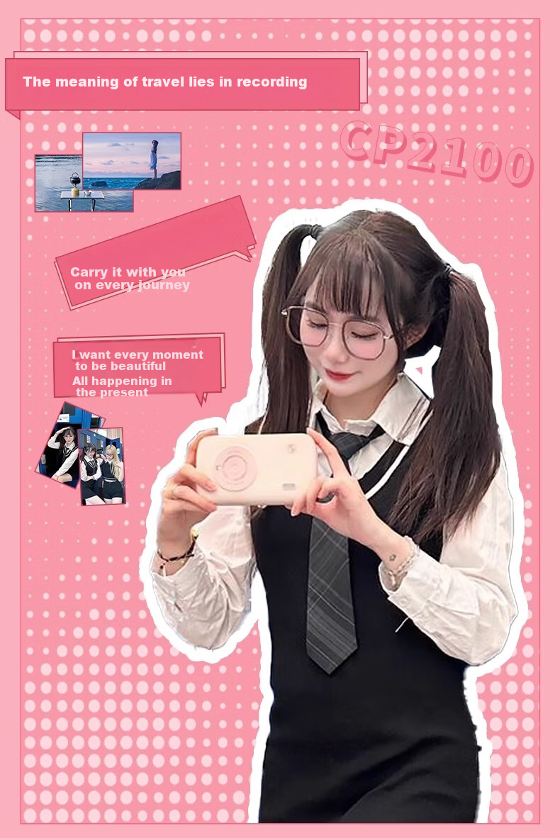 HPRT Instant Mobile Wireless Home Portable 3-Inch Pocket Color Photo Printer Thermal Sublimation HD Mini AR Video Photo Printer CP2100 (Pink) 14