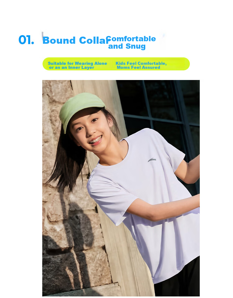 Anta Kids Short Sleeve T-Shirt Sports Quick-Dry Boys Summer 2026 Outdoor Short Tee Girls Easy-Care TA72625110 14