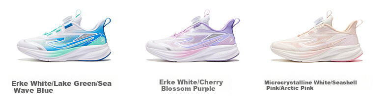 ERKE Kids Unisex Knob Buckle Sports Shoes Children's Cushioning Durable Running Shoes Microcrystalline White/Black Size 40 31