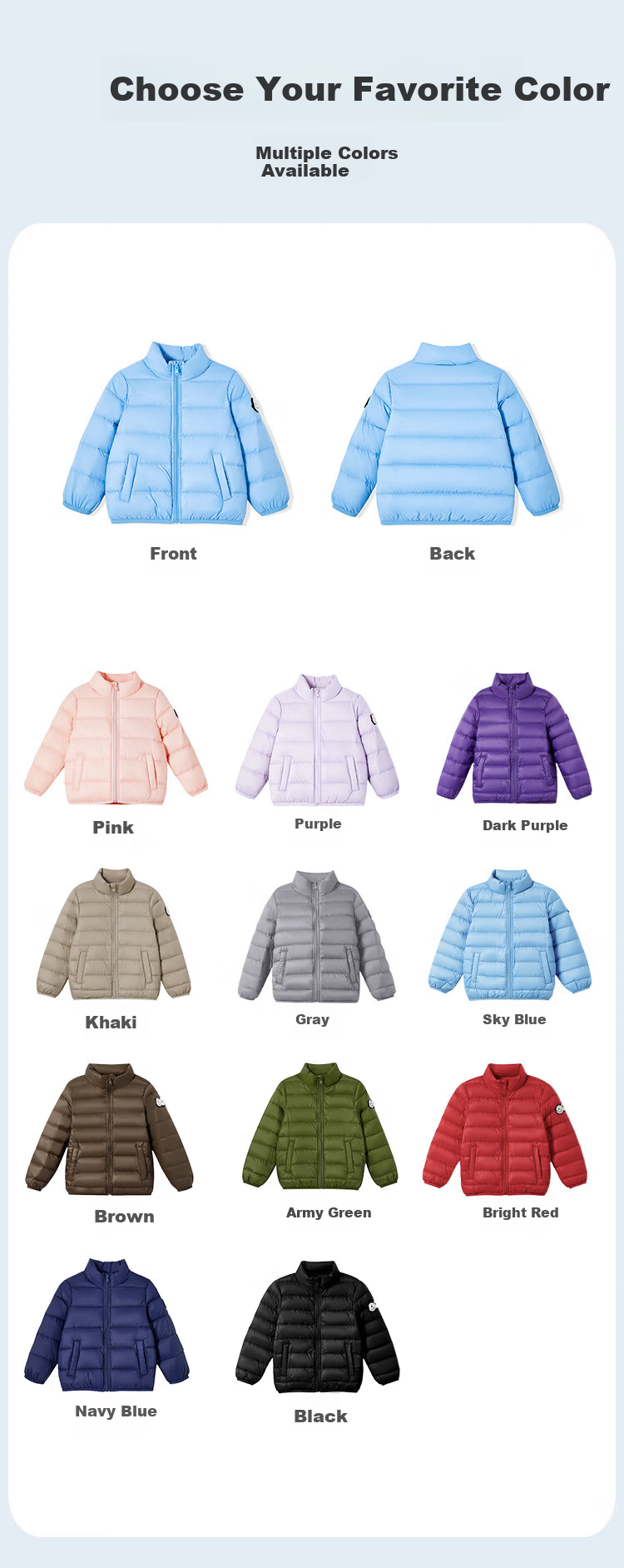 ASK JUNIOR Kids Down Jacket 25 Winter Boys Girls Duck Down Warm Lightweight Parent-Child Coat Black 110 11