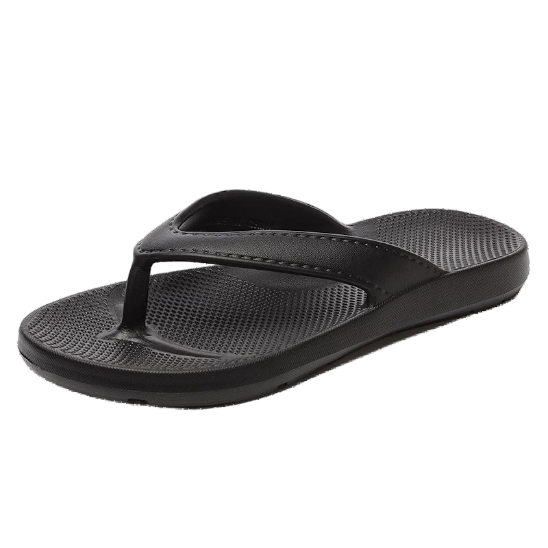 CARTELO Men's Summer Breathable Toe-Post Flip Flops Outdoor Beach Sandals JF09 Black Size 44-45