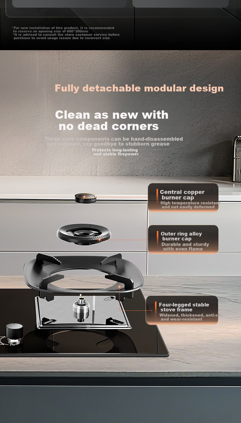CHIGO Natural Gas Stove 1st Level Energy Efficiency Gas Cooker Double Burner 5.2kW High Flame Built-in Desktop 70% Thermal Efficiency JZT-K23JF with 15% Government Subsidy 8