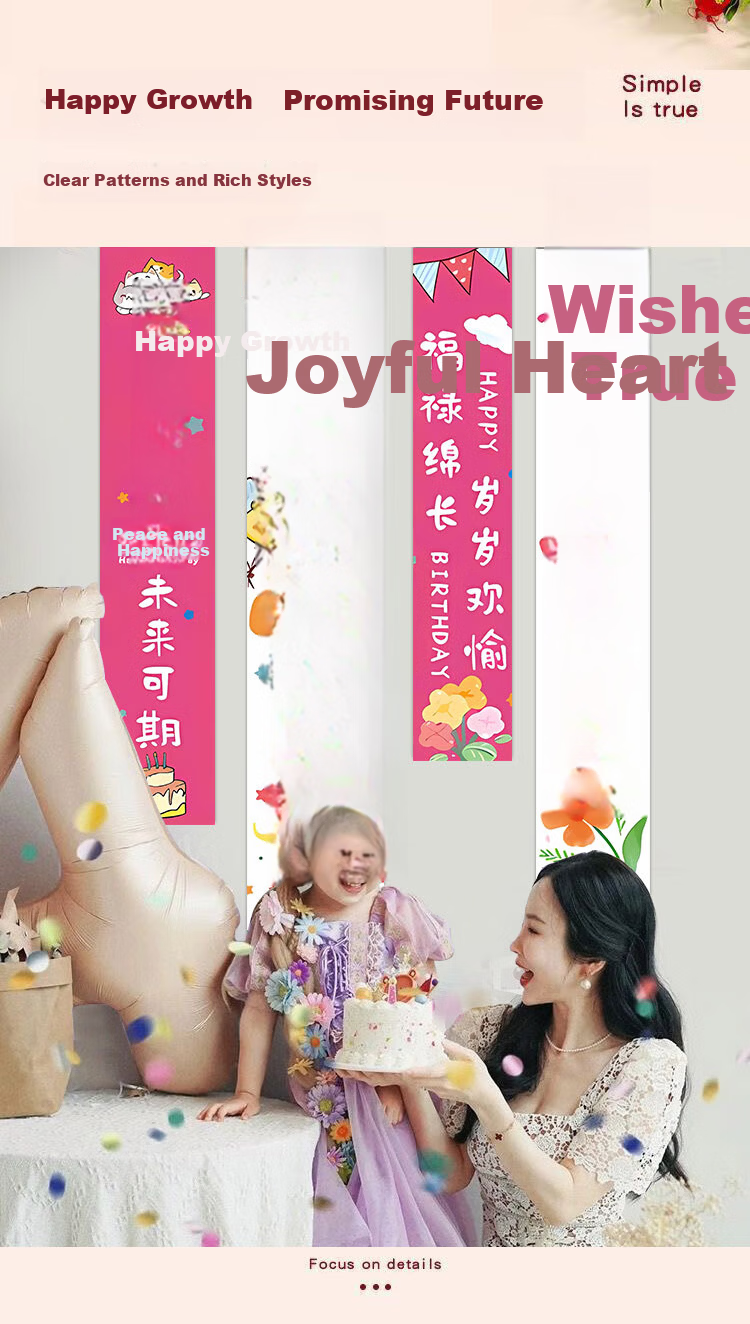 Qingwei Birthday Decoration Banner String Lights Balloon Set Kids Birthday Party Decor Happy Growing Up 4