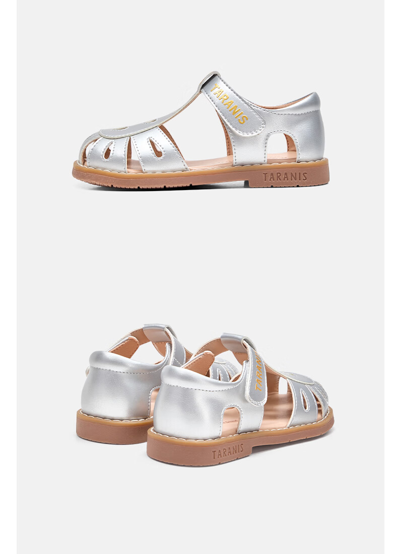 TARANIS Kids Princess Sandals Summer New Girls Soft Sole Anti-Friction Fashion Versatile White Leather Shoes Size 29 8