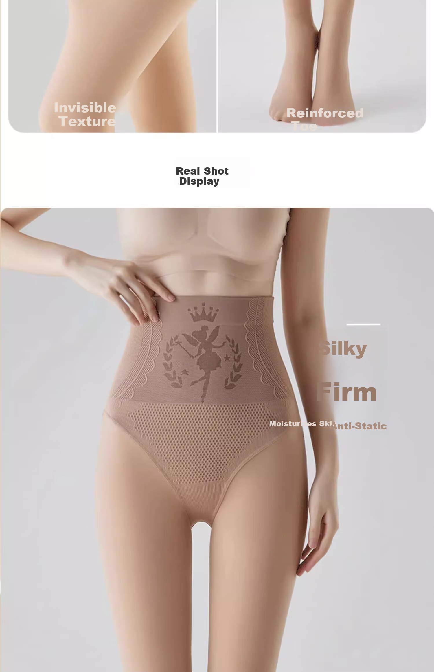 Caramella Autumn Winter Fleece-Lined Thickened Warm Skin-Tone Shiny Tights High-Waist Abdomen Control Butt-Lifting Leggings 14