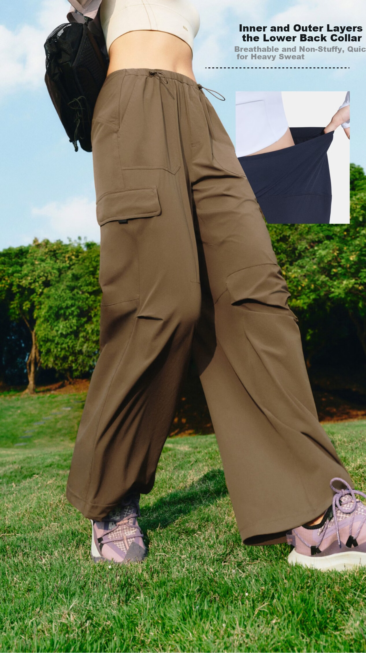 Beneunder Workwear Paratrooper Pants Hiking Casual Loose Wide-Leg Sun Protection Pants for Women WR247 11