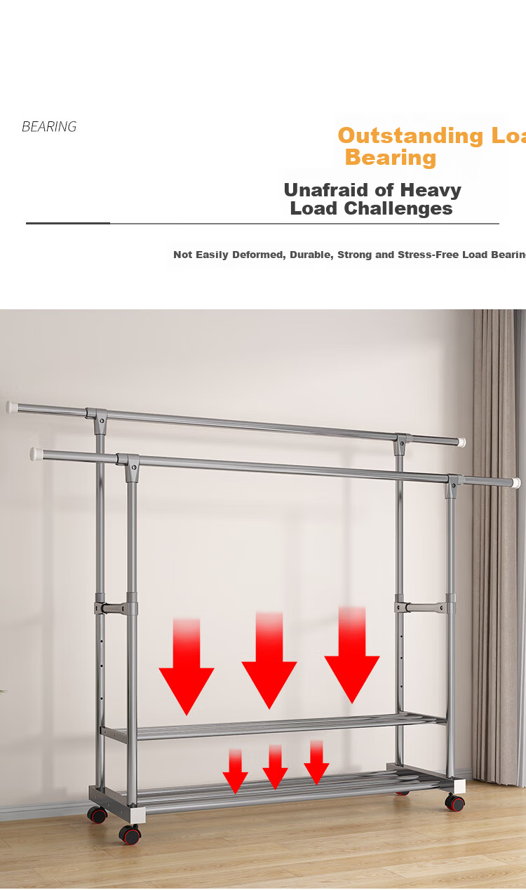 Baoyouni Clothes Drying Rack, Floor-Standing Outdoor Simple Home Balcony Bedroom Extendable Clothes Hanger, Single Pole Storage Drying Rack for Quilts 4
