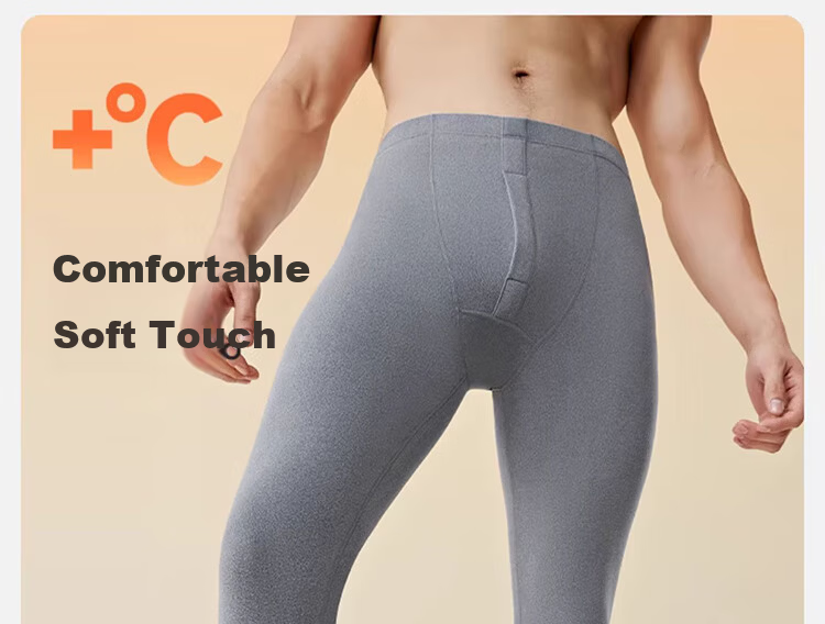 LangSha Men's Thermal Underwear Wool Silk Adjustable AB Side Comfortable Breathable Antibacterial Heating Thin Base Layer Pants Winter 2