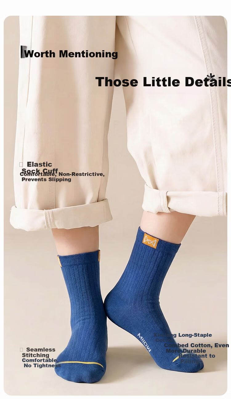 Miiow Kids Boys Pure Cotton Mid-Calf Socks 10A Antibacterial Comfortable Sports Seamless Cotton Socks Spring Summer 1