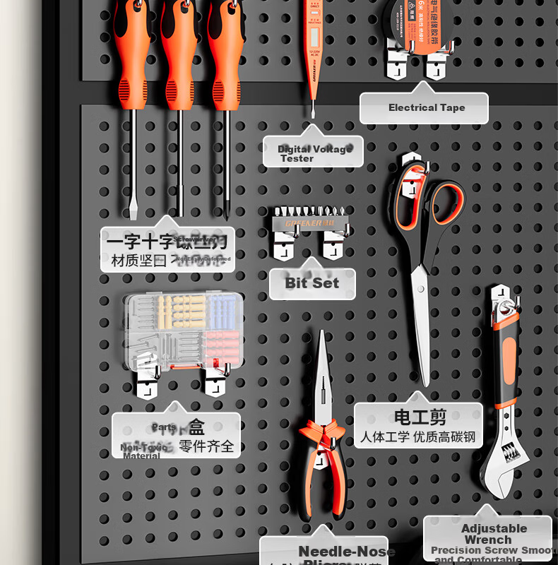 GREENER Household Toolbox Set 21-Piece Hardware Manual Home Electrician Carpenter Telecom Repair Tool Kit 10
