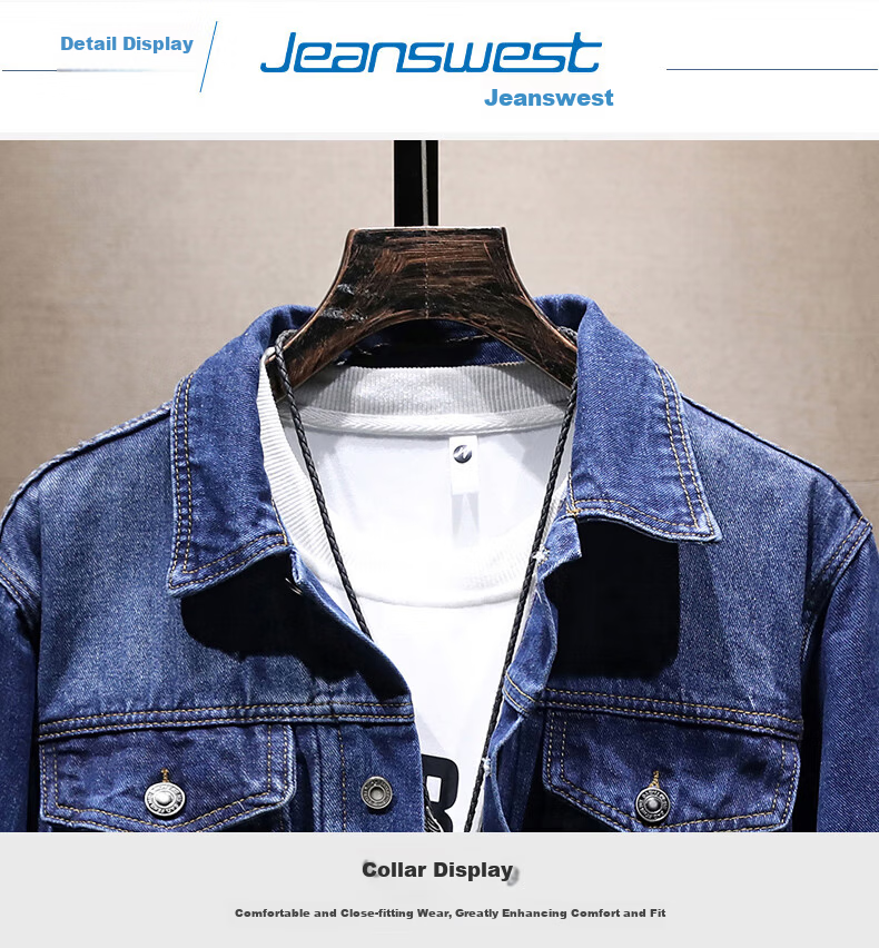 Jeanswest Men's Jacket 2026 Spring Summer New Loose Fashion Simple Denim Jacket Deep Khaki 3XL 10