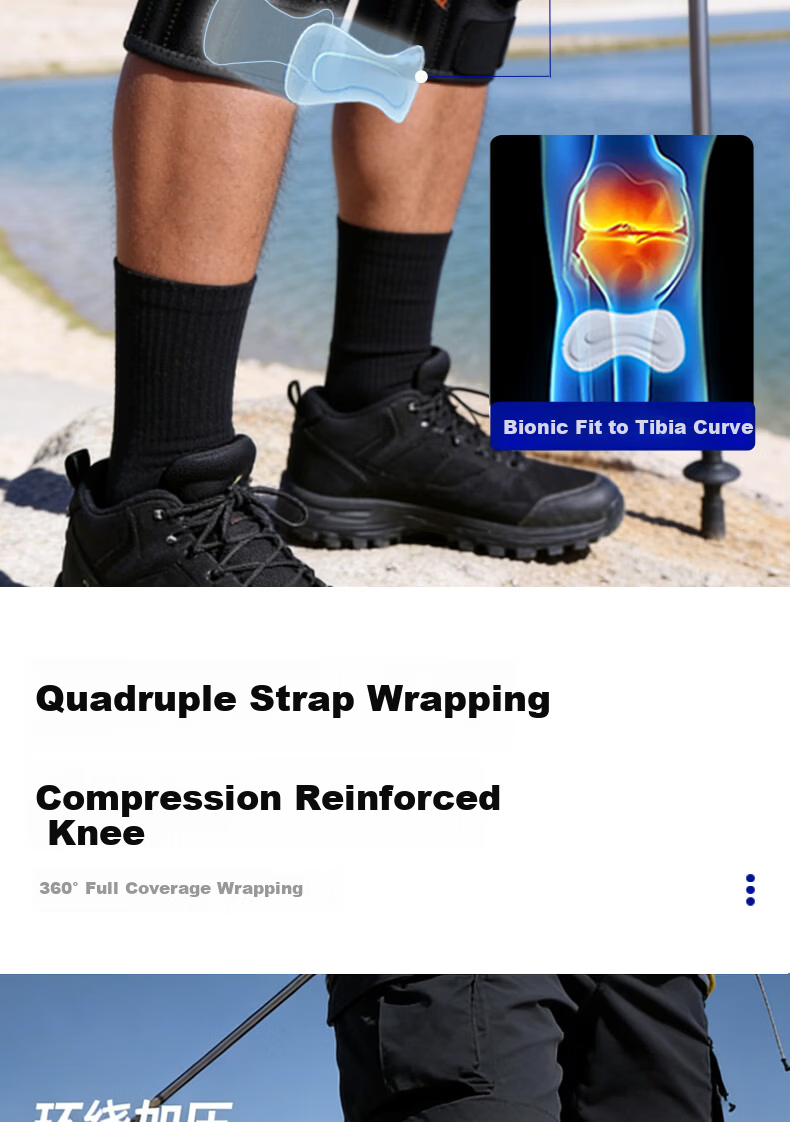 Bamier Knee Brace Sports Mountaineering Running Basketball Professional Protective Knee Support Men Medical Use for Meniscus Ligament Patella Injury 8