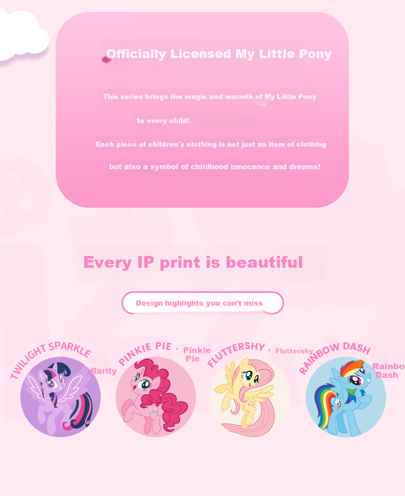 My Little Pony Girls' Short Sleeve T-Shirt 2026 New Color-Block Shell Embroidery Top Cooling Half Sleeve White 110 4
