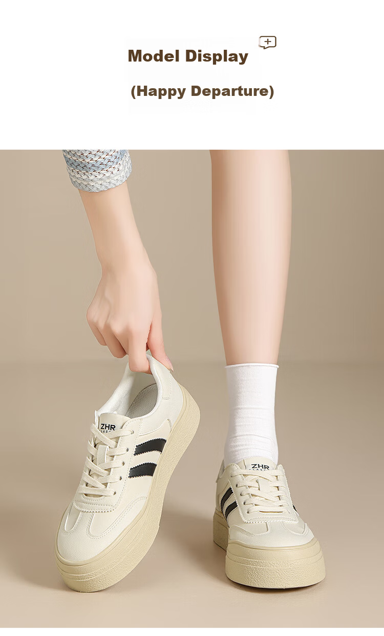 ZHR ZEZHE Summer Women's Mesh Lightweight Thick-Soled Breathable White Sneakers KS109E Beige Black Size 38 8