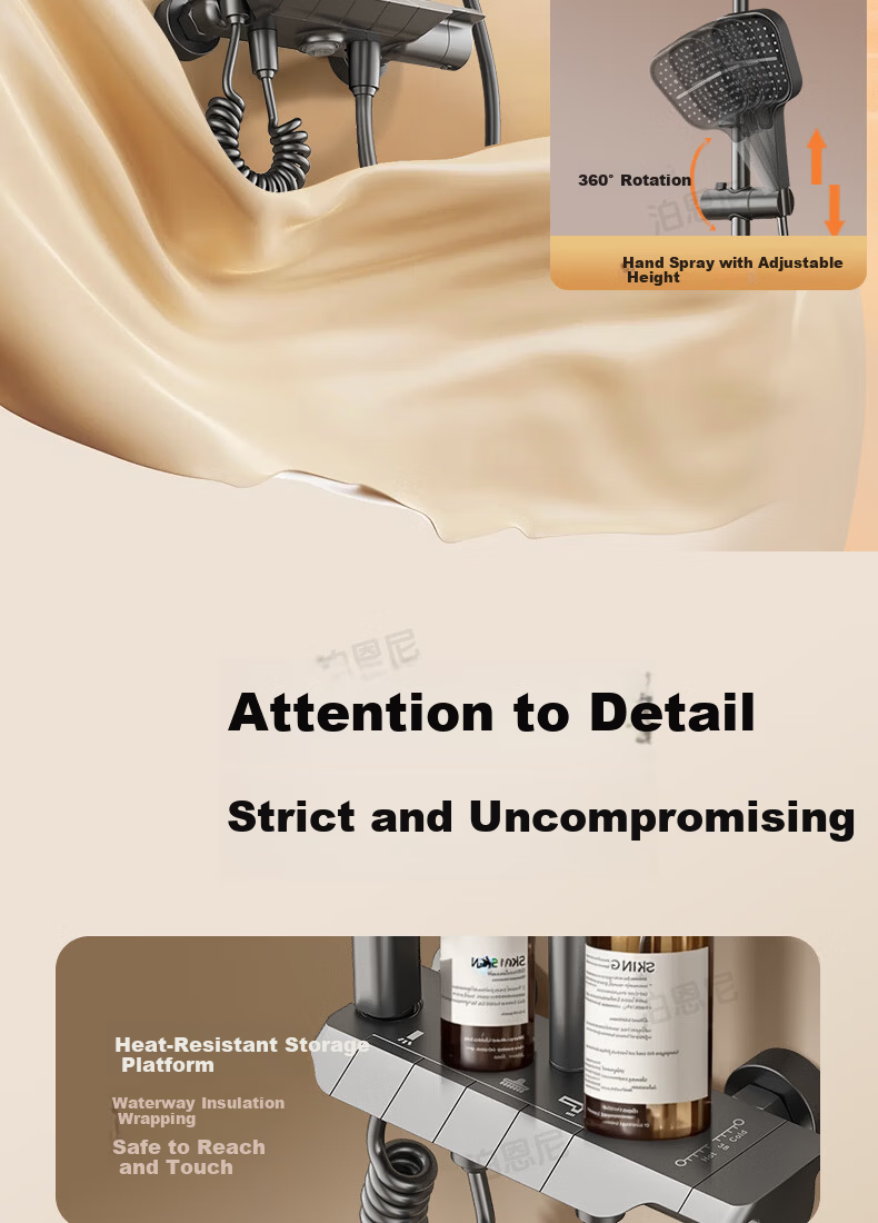 BOONEN Integrated Shower Set with Pressure Boosting, Smart Thermostatic Control, Spray Gun Faucet, Complete Bathroom Shower System 25