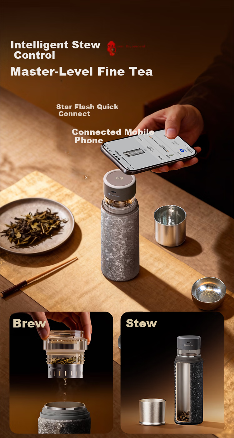 HarmonyOS Smart Titanium Cup Huawei Smart Life Pure Titanium Tea Infuser Cup 420ml Gift Business Gift Box 4