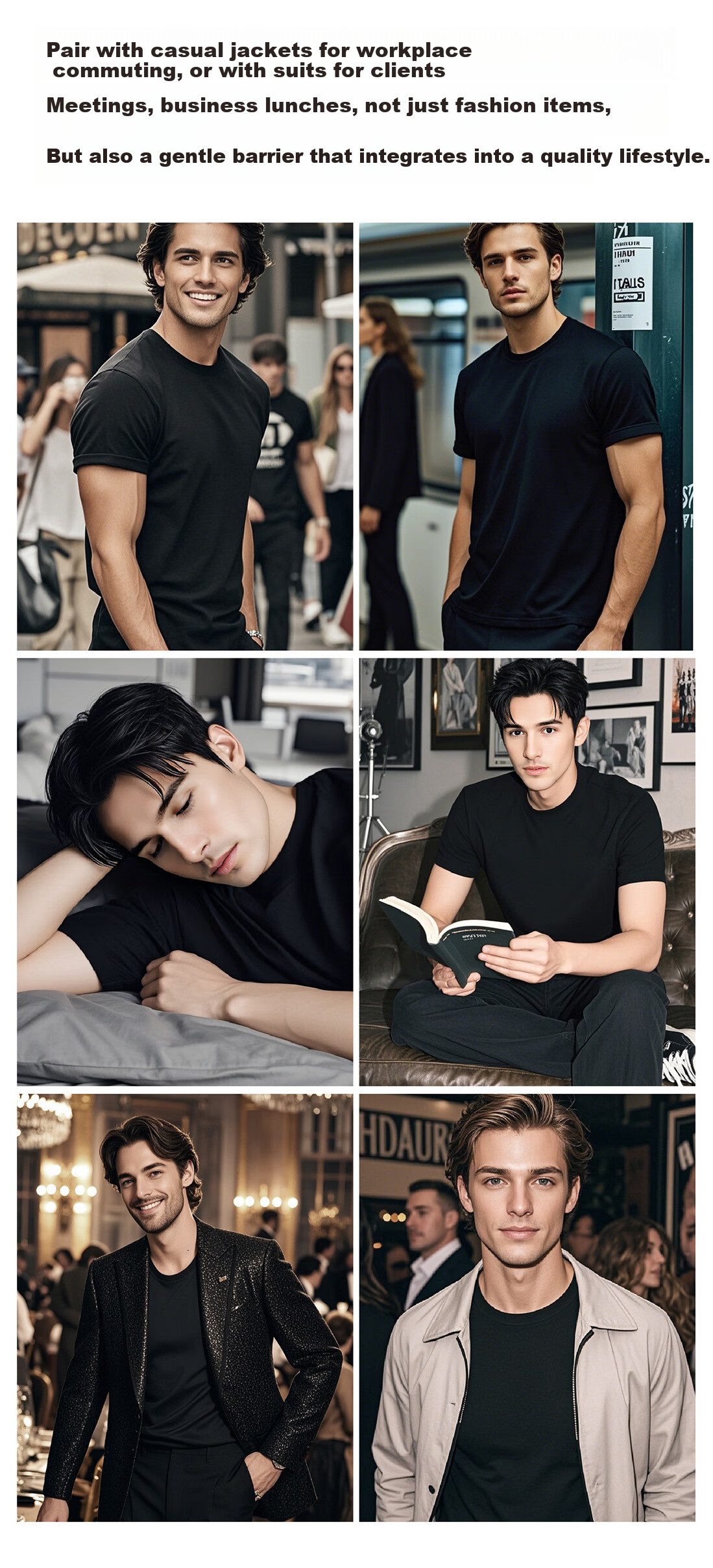 Yuejili Xinjiang Long-Staple Cotton 80S Short Sleeve T-Shirt Men's Breathable Spring Summer Antibacterial Combed Cotton Homewear Gift for Boyfriend 10