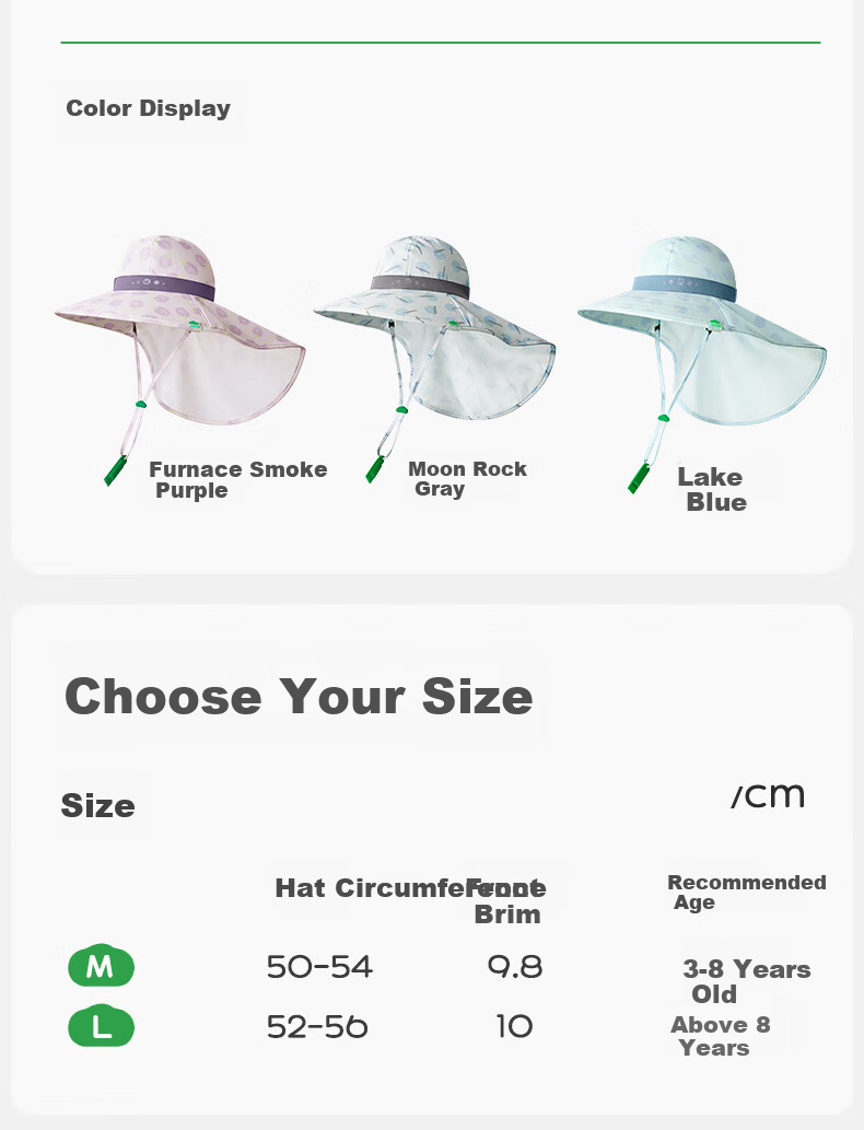 Kocotreekk Kids UV Protection Baby Neck Cover Sun Hat Gray M 21