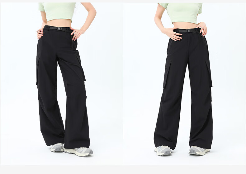 Xueqiman Women's Work Pants 2026 Summer New High-Waist Paratrooper Pants Windproof Waterproof Outdoor Hiking Sports Shell Pants 22