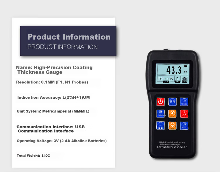 DANA Coating Thickness Gauge High-Precision Galvanized Anti-Corrosion Fireproof Layer Paint Thickness Meter with Iron-Based Probe 5
