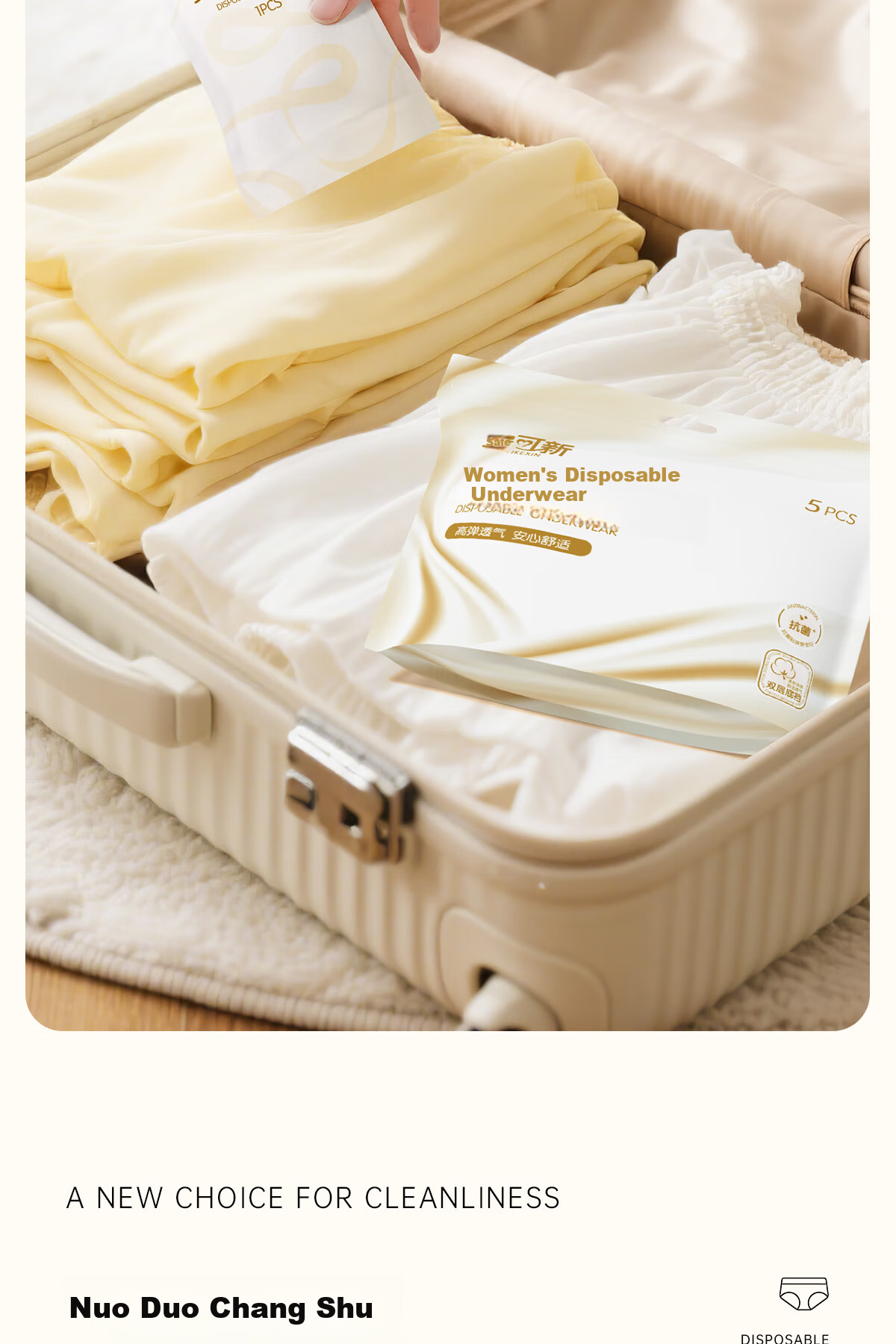 Ankexin Disposable Cotton Antibacterial Underwear, No-Wash Maternity Menstrual Travel XL Size, Pack of 5 13