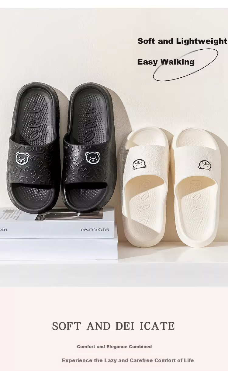 Qiumuxi Women's Squishy Slippers Home Bathroom Couple Non-Slip Cute Cartoon Outdoor Sandals Pink Size 38-39 2