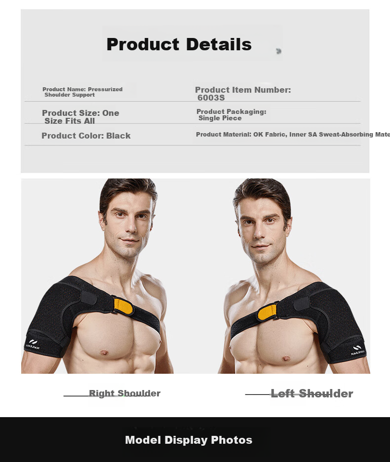 NAILEKESI N Sports Shoulder Support Shoulder Periarthritis Protective Sleeve Injury Fixation Adjustable Breathable Compression Brace for Fitness Training 11