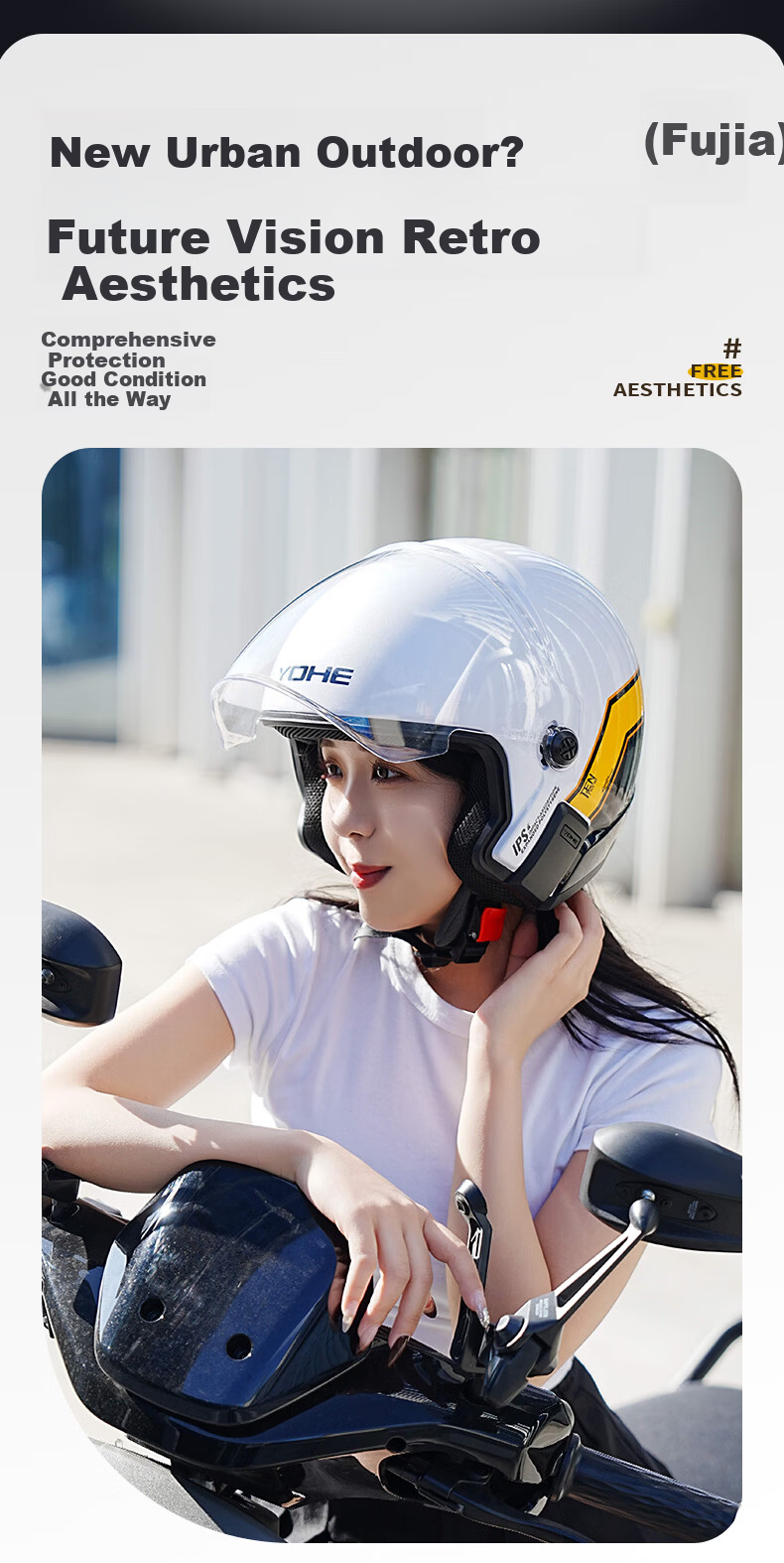 YOHE Motorcycle Electric Bike Helmet Unisex Safety Helmet 3C Certified DK8 Dynamic Yellow White XL Size 3