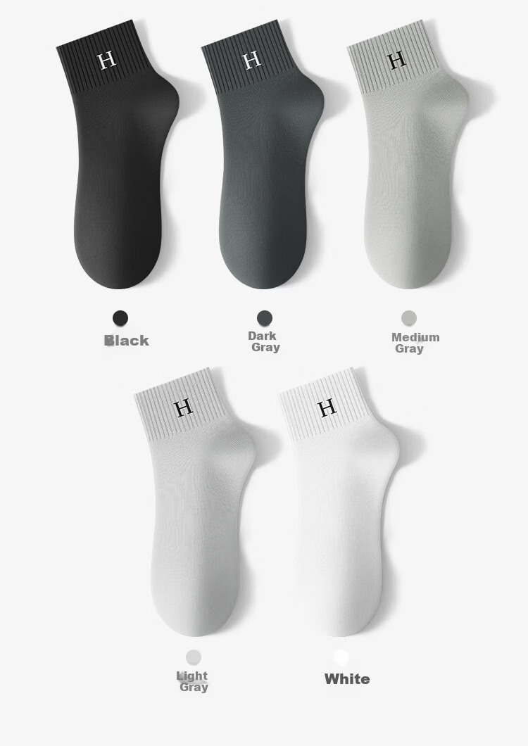 Yimian Men's Short Socks 100% Cotton Summer Thin Antibacterial Odor-Resistant Breathable Sports Cotton Low-Cut Socks 10 Pairs 15