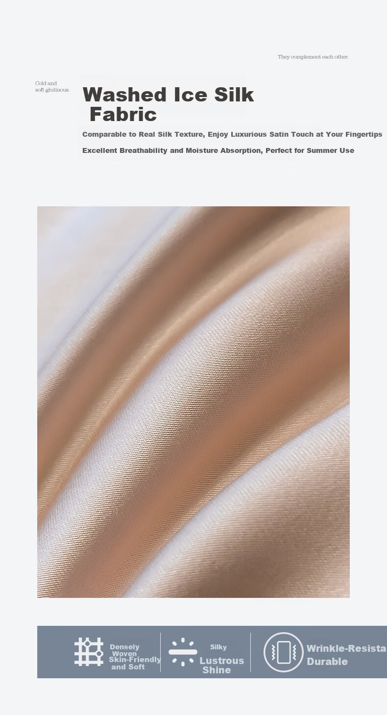 MUJI Class A Washable Ice Silk Summer Quilt Thin Air Conditioning Quilt Double Quilt Core 200*230cm Champagne Gold 4