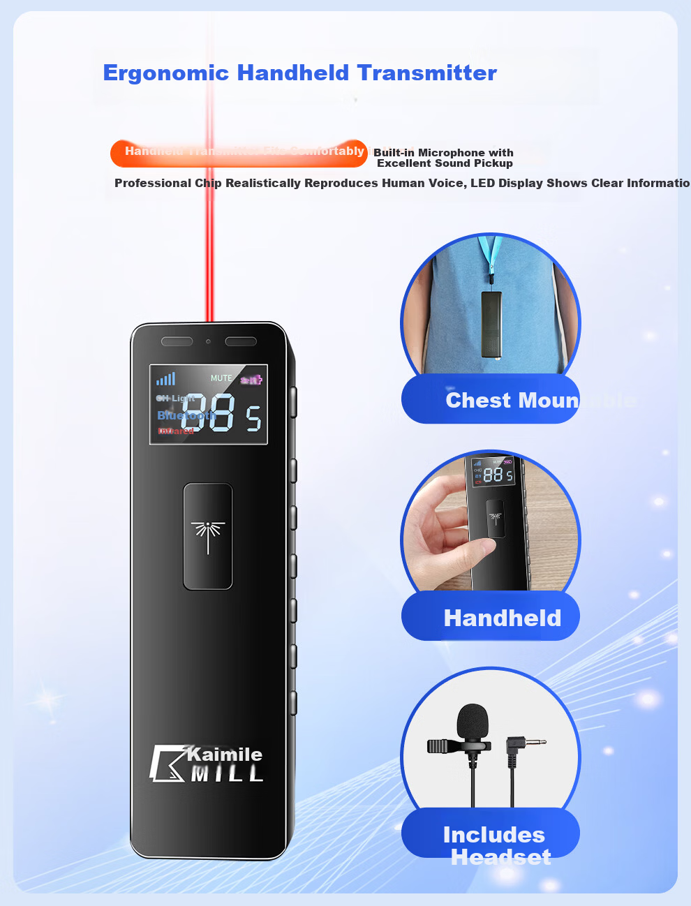 KAIMILE C96 Wireless Tour Guide System Headset with Lapel Microphone for Team Interpretation, Corporate Reception, Scenic Area Teaching and Explanation 9