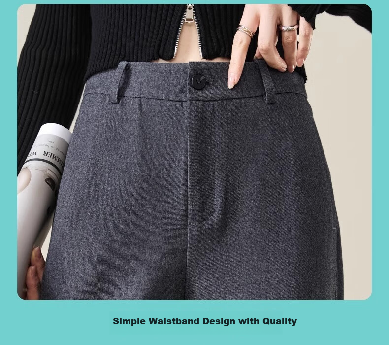 Langsha Women's Straight-Leg TR Twill Suit Pants High-Waist Draped Trousers Narrow and Wide-Leg Casual Pants Spring Autumn Workwear 12