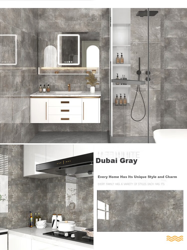 Washi Imitation Tile Wall Sticker Wallpaper Self-Adhesive Waterproof Moisture-Proof Aluminum Plastic Wall Panel Bathroom Bright White 40*80cm (5 Pieces) 36