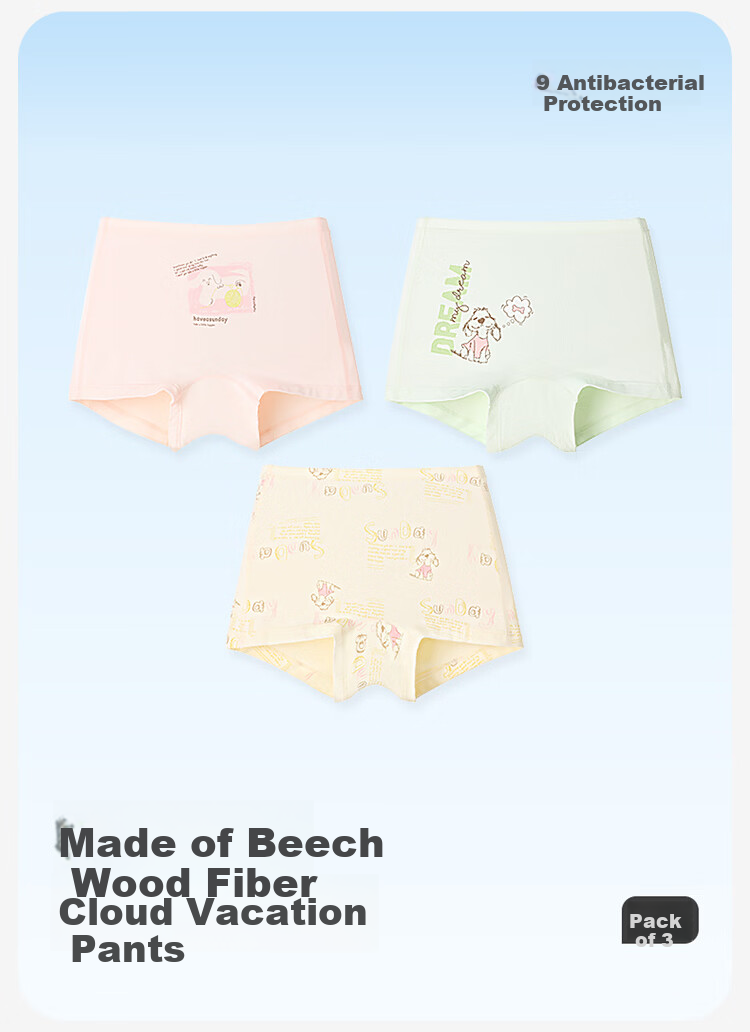 Jiusuiban 7A Antibacterial Children's Underwear Girls Smooth 50S Modal Boxer Briefs Kids Silk Crotch Class A Cartoon Shorts 1