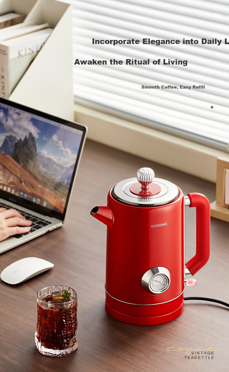 Modong Electric Kettle Double-Layer Anti-Scald 1.8L Large Capacity Household Electric Kettle 316 Stainless Steel Inner Liner 1500W High Power Fast Boiling MD-DSH09 8