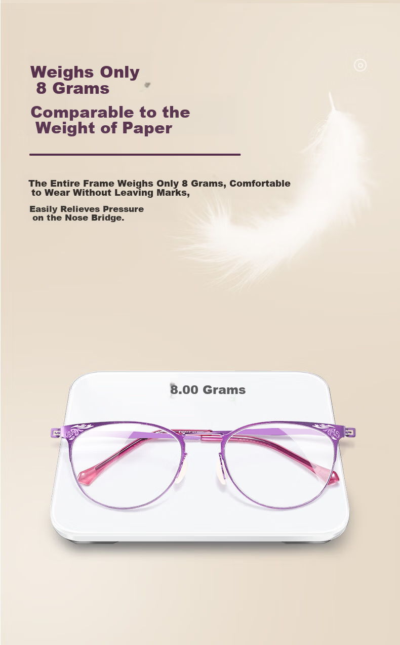 Sunset Red Women's Reading Glasses HD Blue Light Blocking Elegant Fashion Middle-aged and Elderly Presbyopic Glasses AX5331 250 Degree 5